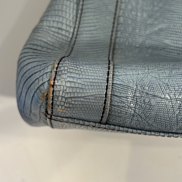 Kenneth Cole Tote Bag Lizard Print Blue